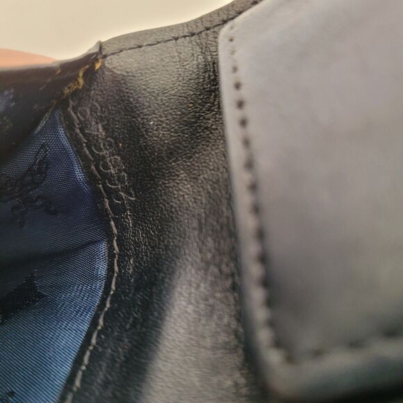 MCM Vintage Men's Wallet Card Case Leather Designer Bifold Signature Navy Blue - Picture 6 of 14